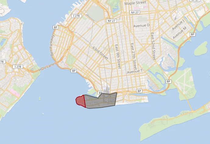 a map of manhattan with a red and gray highlighted area shaped like a penis, overlaid with the text 'this is not a map of…