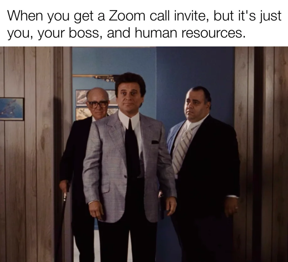Three men in suits stand in a doorway, with the central figure looking forward confidently while the two flanking him have…