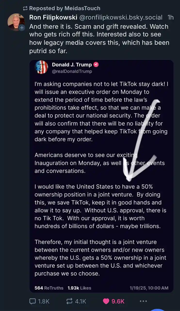 A screenshot of a social media post attributed to Donald J. Trump, which claims he will issue an executive order to delay…