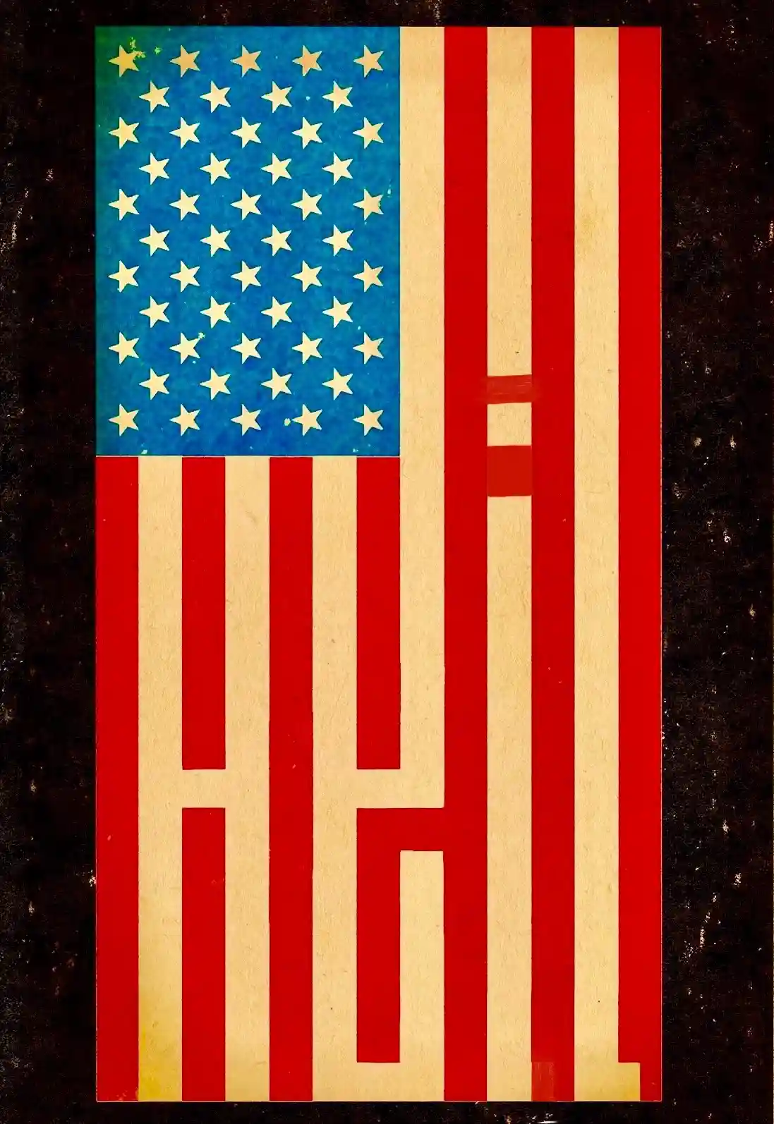 The image displays a stylized American flag with red and white stripes and a blue canton with white stars, but the stripes…