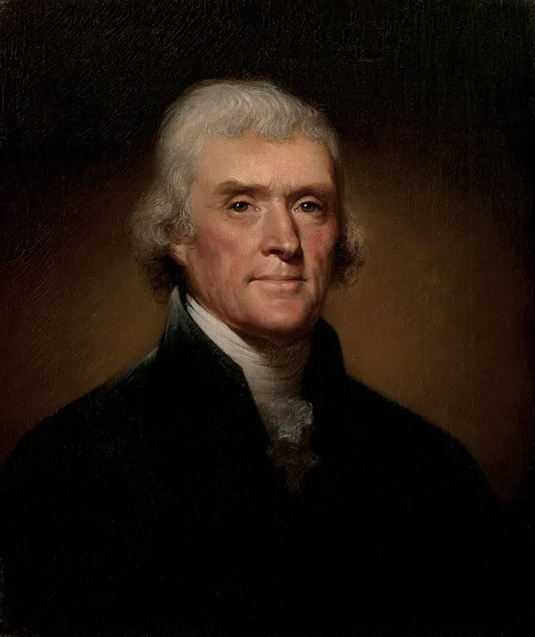 A formal portrait of a white-haired man in a dark coat and white cravat, looking directly at the viewer with a neutral…