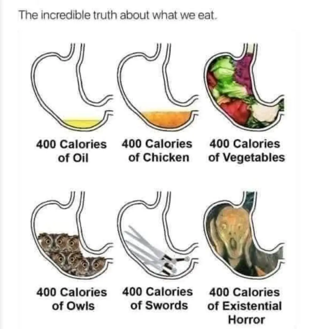 The image displays six stomach diagrams arranged in two rows of three. Each stomach contains a different substance labeled…