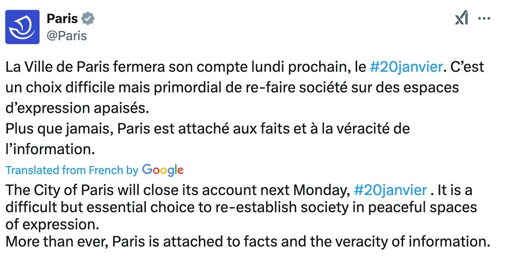 The City of Paris Bids Farewell to Twitter