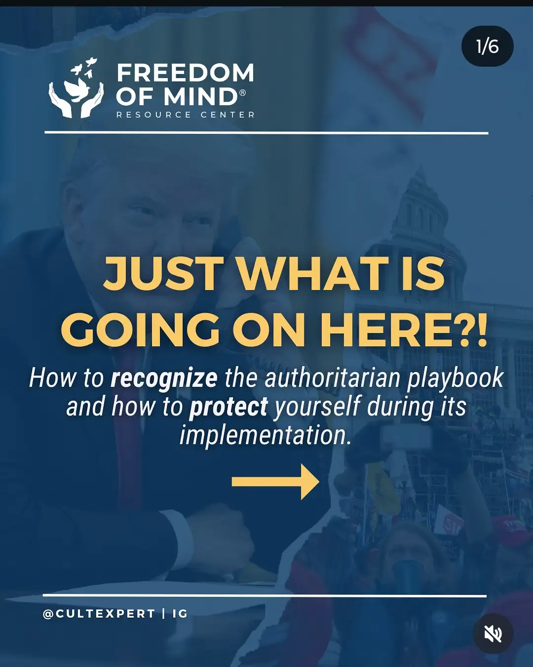 A blue-tinted image collage featuring Donald Trump on the phone and a crowd at the Capitol, overlaid with bold yellow text…