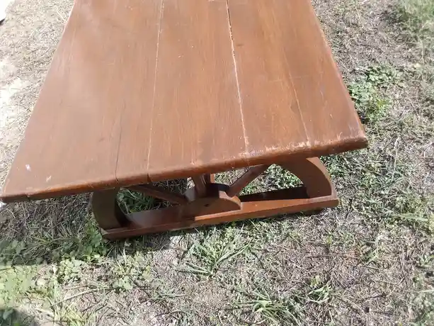 Charming Vintage Oak Wagon Wheel Coffee Table
