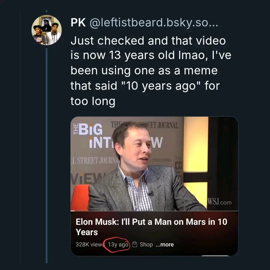 A screenshot of a tweet by PK showing a YouTube video thumbnail of Elon Musk from 'The Big Interview' with The Wall Street…