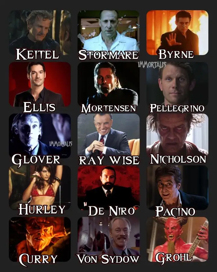 A grid of 12 movie stills, each featuring a different actor with their name labeled below. The images show actors in various…