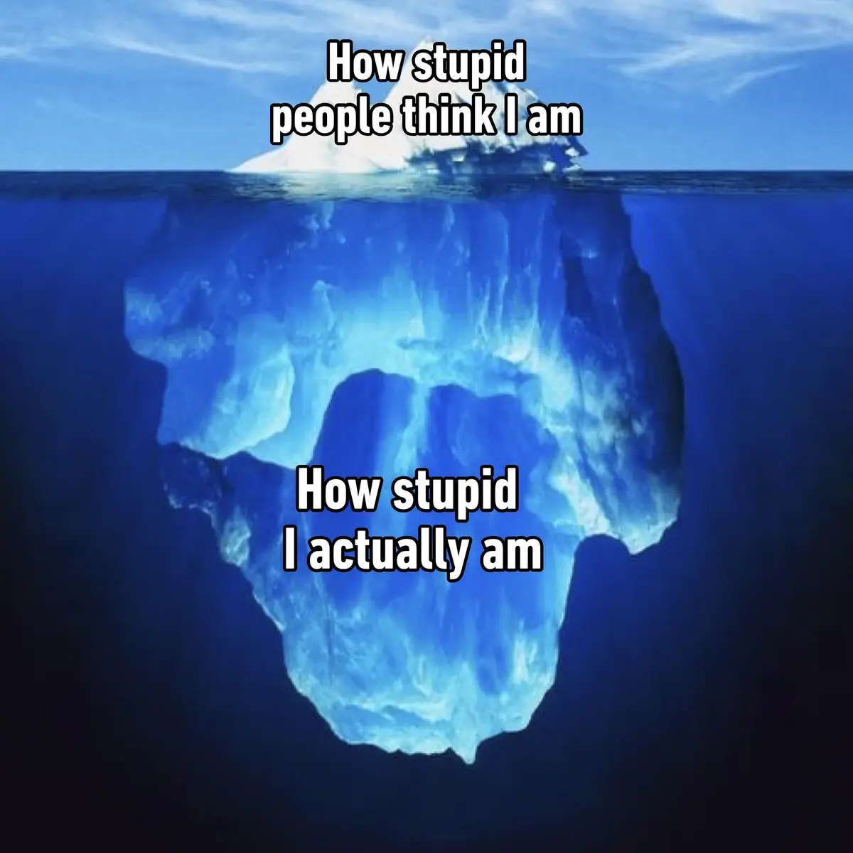 An iceberg is shown with its small visible tip above water and a massive, much larger submerged portion below. White text…