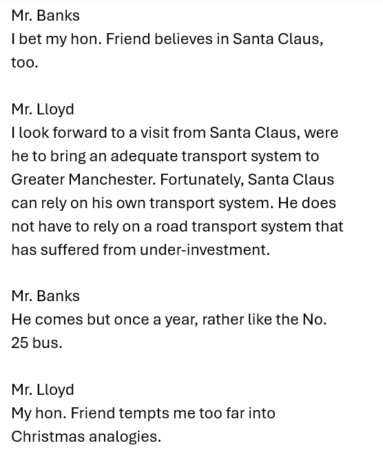 A white background image displays a dialogue between two fictional characters, Mr. Banks and Mr. Lloyd, in black text. Mr…