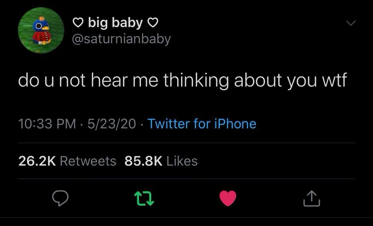 A screenshot of a Twitter post from the account 'big baby' (@saturnianbaby) with a cartoon penguin avatar. The tweet reads…