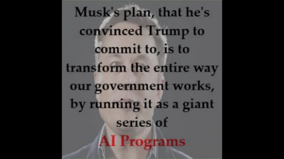 A grayscale image of a man with a surprised expression, overlaid with black text that reads 'Musk's plan, that he's…