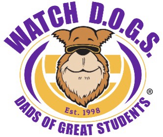 A circular logo features a cartoon dog wearing sunglasses, surrounded by purple and yellow curved bands. The text 'WATCH…