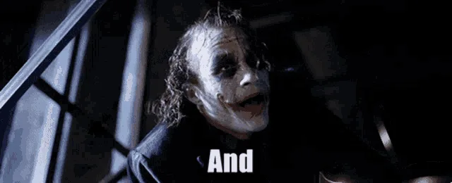 The image shows six sequential frames of the character Joker from the movie 'The Dark Knight,' each with overlaid text. The…