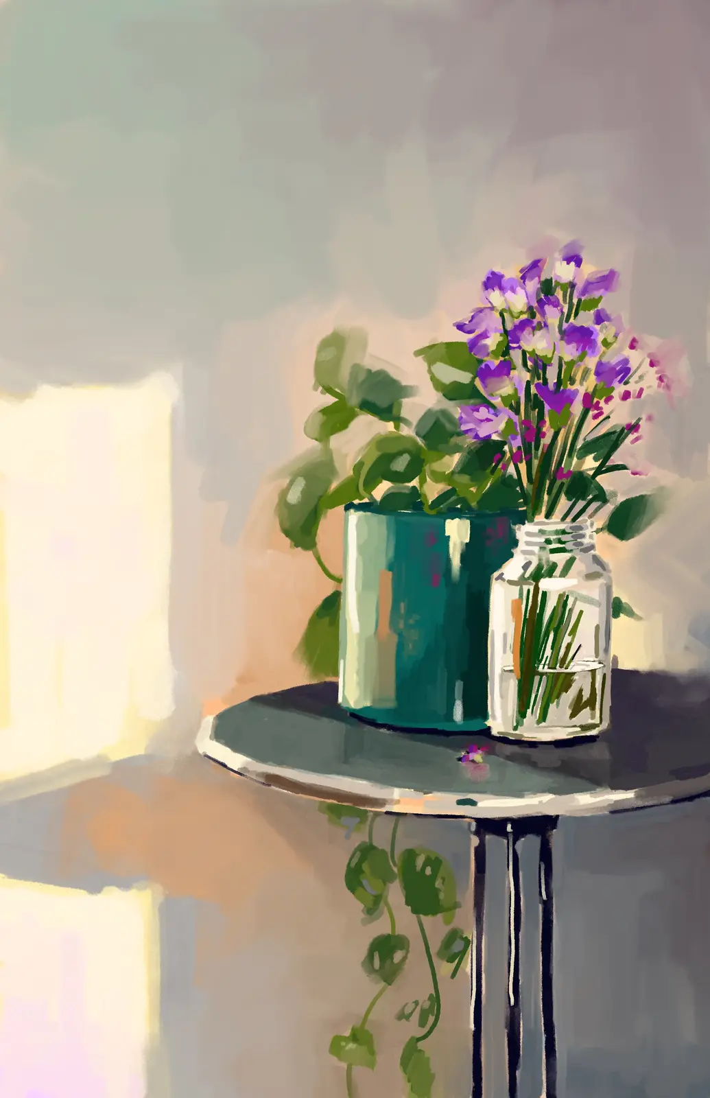 A Beautiful Morning Blooms: Digital Painting of Flowers