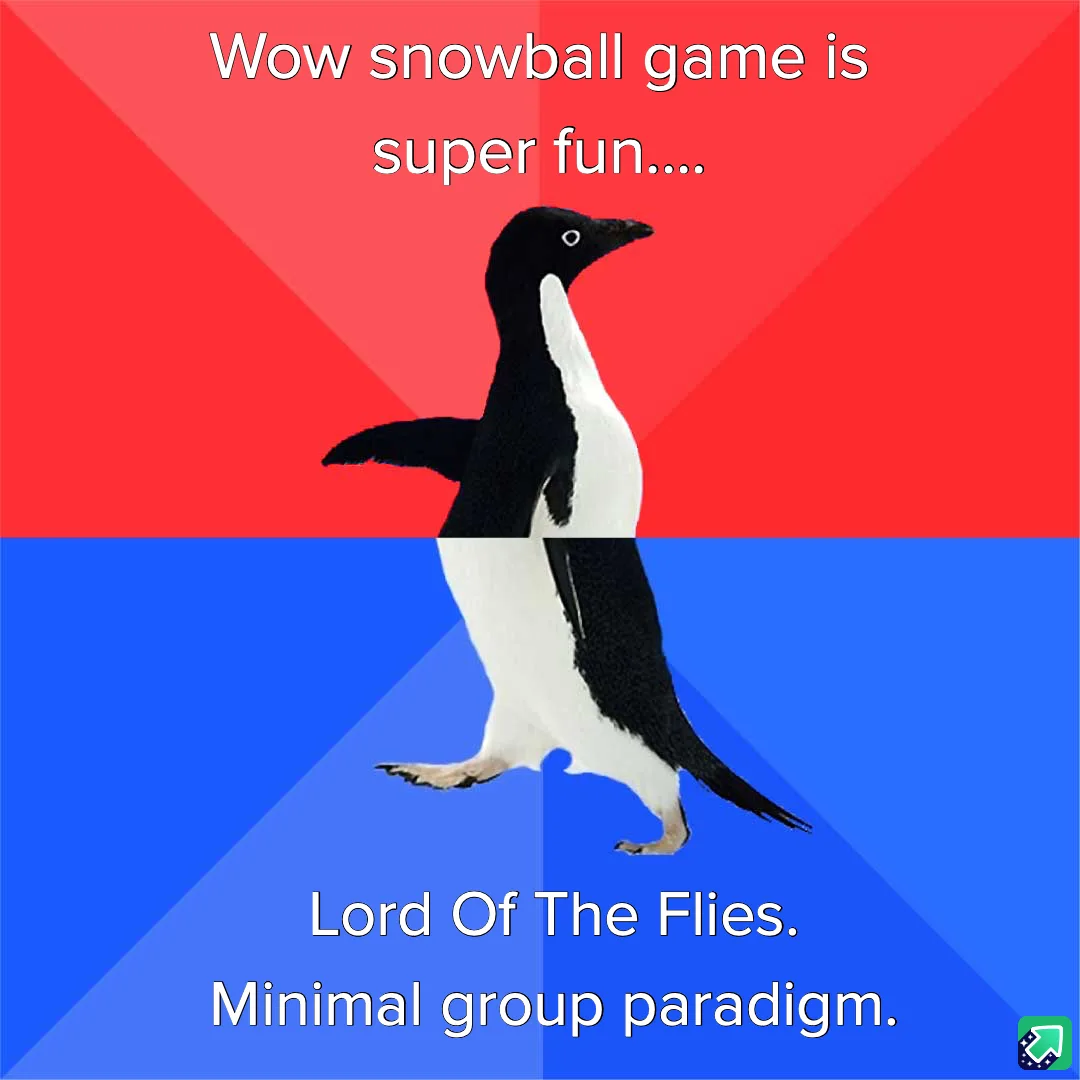 An image of an Adélie penguin walking against a red and blue background, with text at the top reading 'Wow snowball game is…