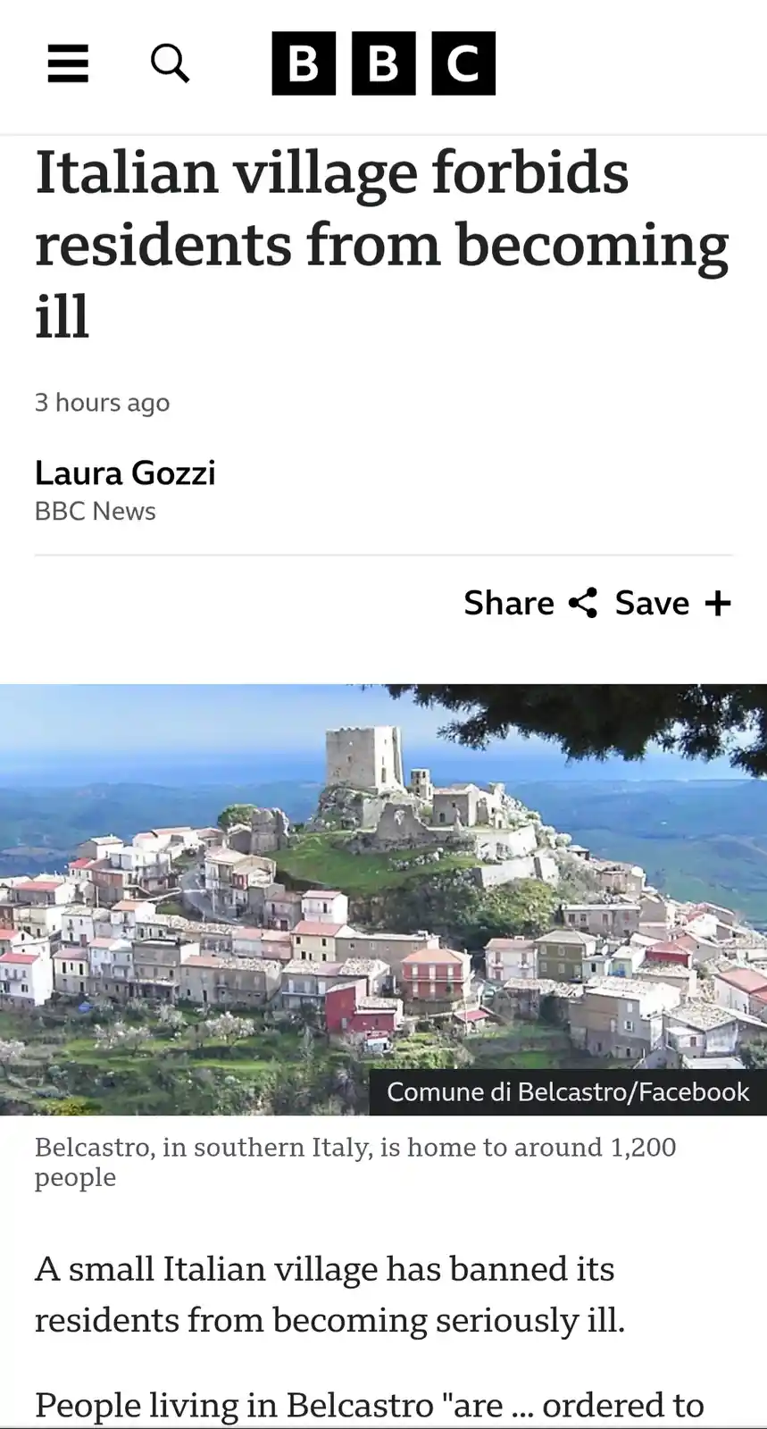Stay Healthy: An Italian Village Bans Illness Among Residents