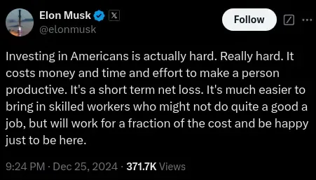 A screenshot of a tweet from Elon Musk's verified Twitter account, showing his profile picture and handle. The tweet text…