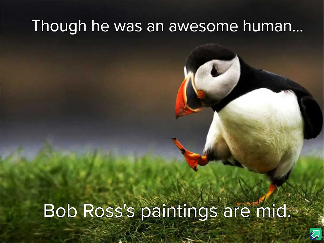 A photograph of a puffin standing on green grass, looking down with one foot lifted, overlaid with white text reading…