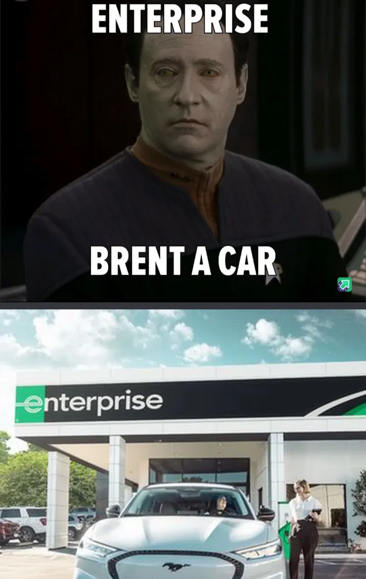 The top panel shows a close-up of a man in a Star Trek uniform with a serious, slightly menacing expression, overlaid with…