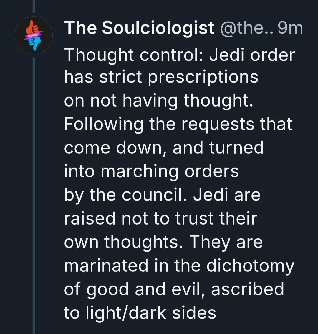 A screenshot of a social media post by 'The Soulciologist' with a dark background and white text. The text humorously…