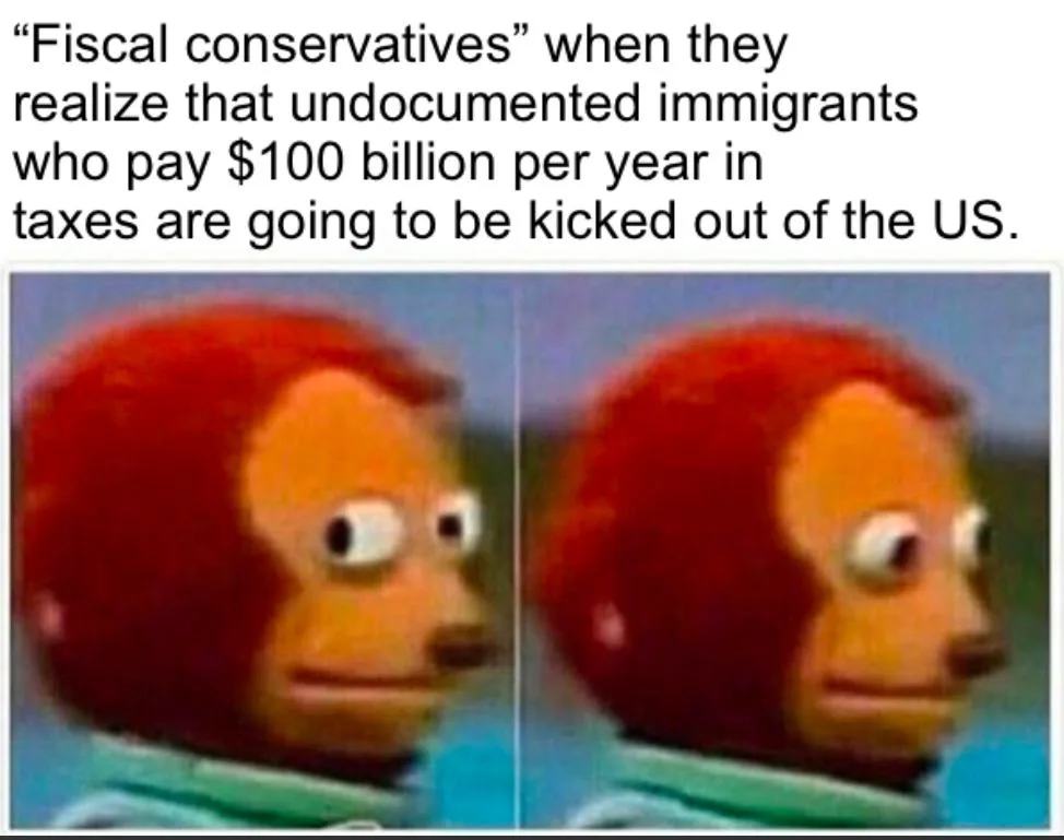 The image displays two side-by-side panels of a blurry, cartoonish monkey with red hair and a neutral expression, looking…