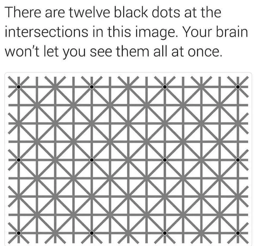 The image displays a grid of intersecting gray lines forming a pattern of X-shapes, with black dots at some intersections…