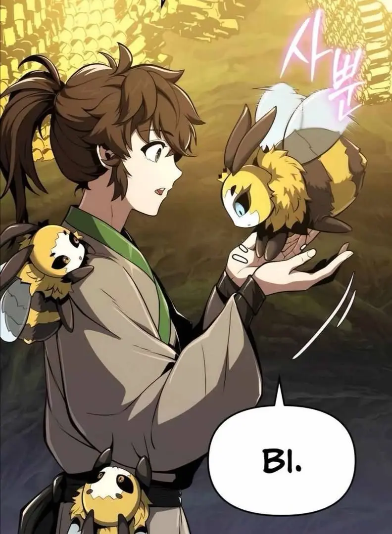 A young anime-style character with brown hair in a ponytail holds a small, fluffy, bee-like creature in their hand. Another…