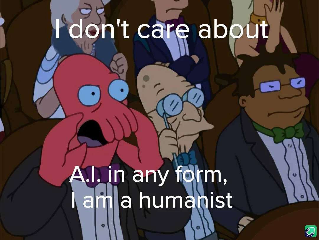 An image from the animated show Futurama shows a red octopus character in a tuxedo with wide eyes and hands over its mouth…