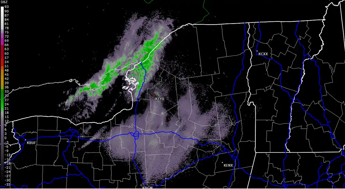 The image displays two rows of weather radar maps showing a storm system moving across a region. Each row contains three…