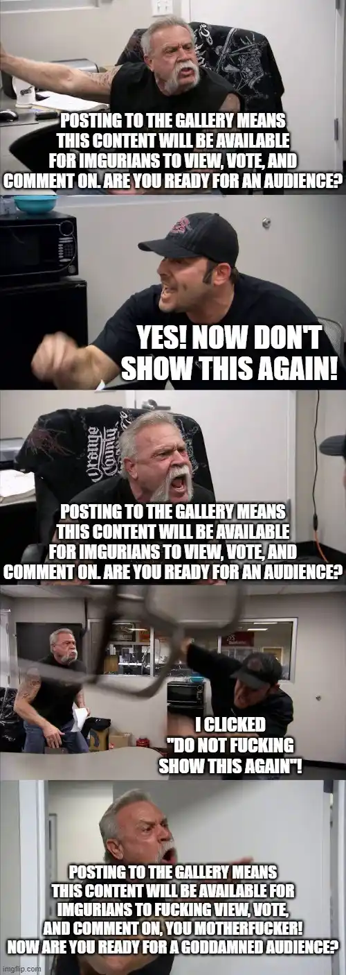 A four-panel meme featuring two men in an office setting. The first man, with a white beard and black t-shirt, repeatedly…