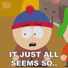 The image shows six panels of the animated character Eric Cartman from South Park, each with a different facial expression…