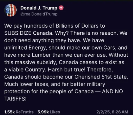 A screenshot of a tweet from Donald J. Trump's verified Twitter account, displaying a fabricated tweet that claims the U.S…