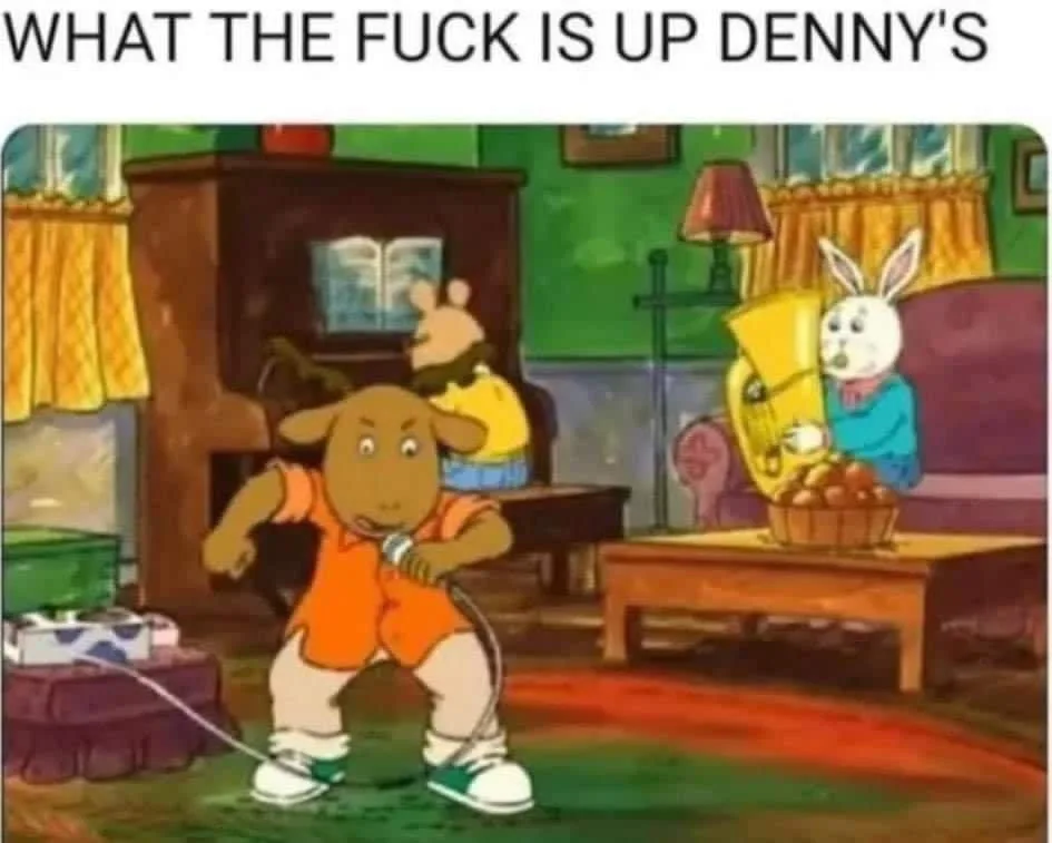 A cartoon image from the show 'Arthur' shows Arthur, a young brown dog in an orange shirt, holding a microphone and looking…