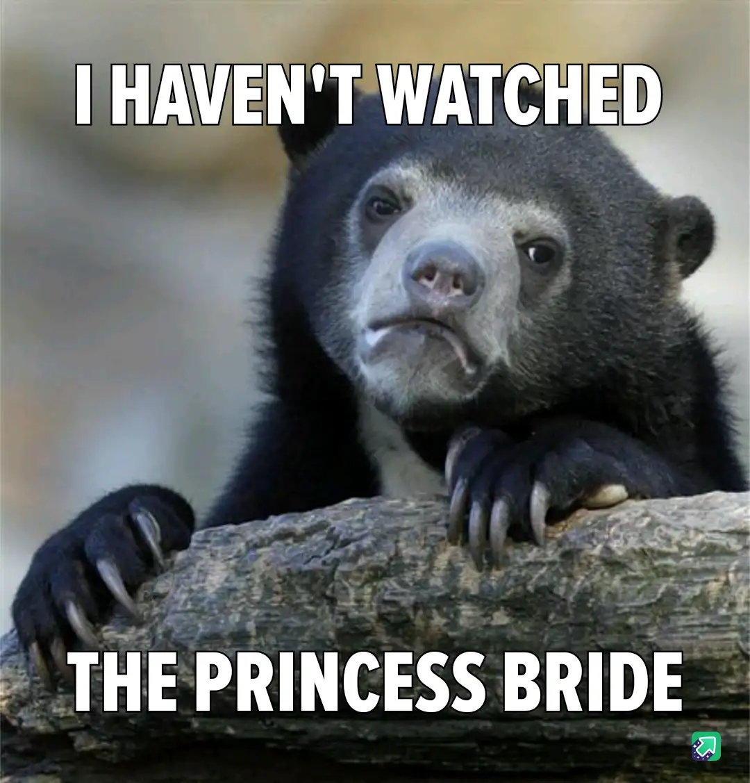 A close-up photo of a sad-looking spectacled bear resting its paws on a log, with white bold text overlaid at the top…