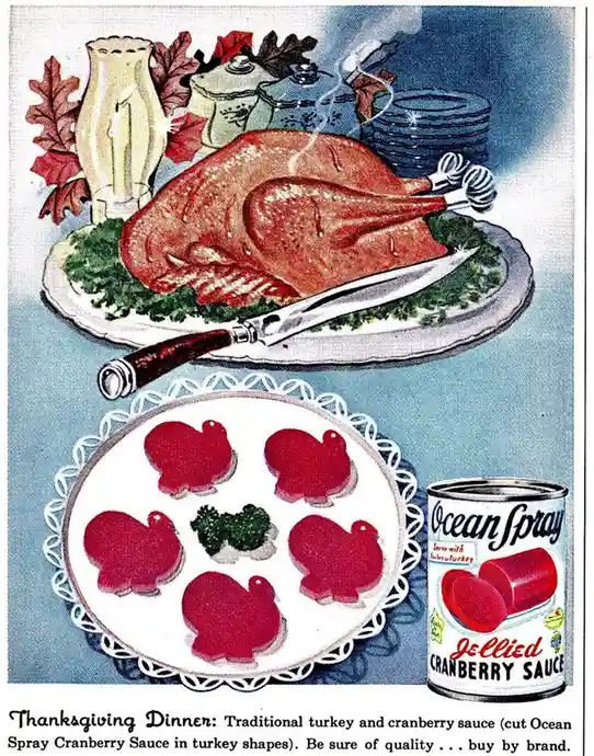 A vintage-style Thanksgiving dinner illustration shows a roasted turkey on a platter with a knife, alongside a plate of…