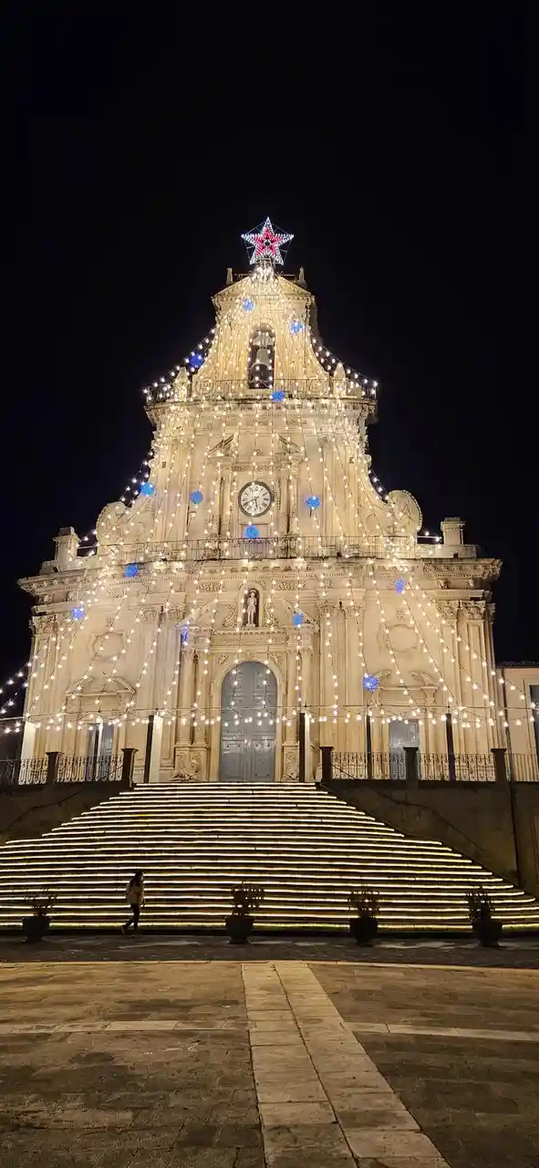 Stunning St. Sebastian Church in Palazzolo Acreide at Christmas