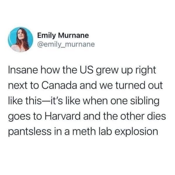 A screenshot of a tweet by Emily Murnane (@emily_murnane) showing her profile picture and the text: 'Insane how the US grew…
