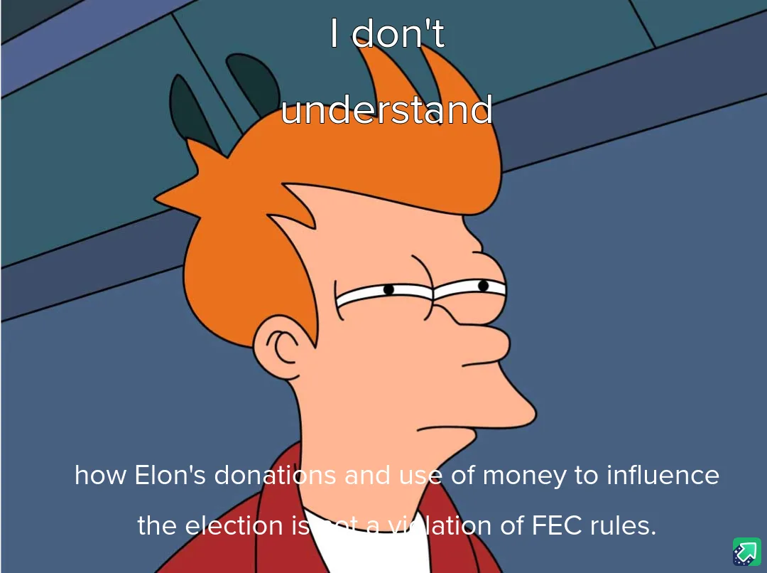 A cartoon character with orange spiky hair and glasses, shown in profile looking confused, has white text overlaid that…