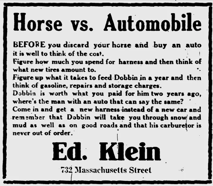 A 1915 Newspaper Ad Advocating for Horses Over Cars