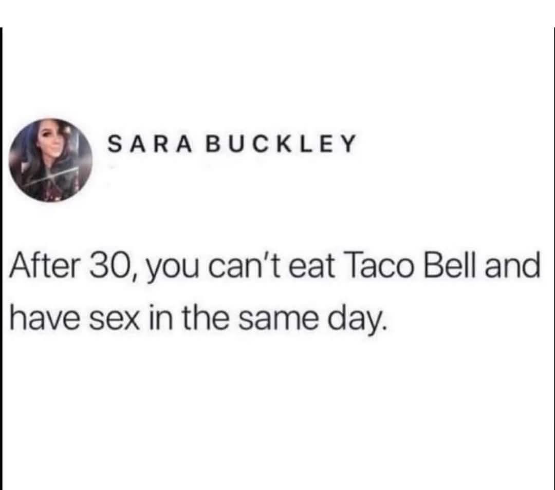 A screenshot of a social media post by 'SARA BUCKLEY' shows a circular profile picture of a woman with dark hair and makeup…