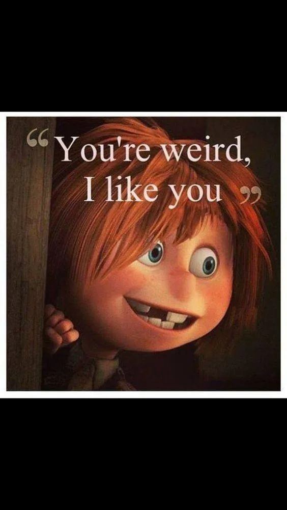 An animated character with red hair and a wide, toothy grin peeks from behind a wooden door. White text overlaid on the…