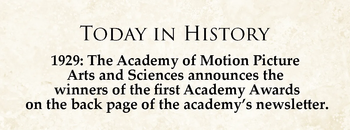 The image displays a beige, parchment-textured background with black serif text. The top line reads 'TODAY IN HISTORY'…