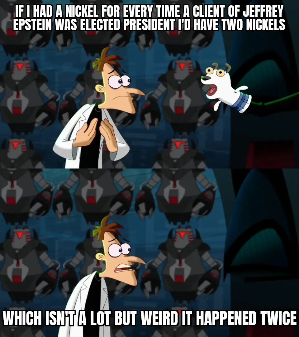 The image is a two-panel meme featuring the animated character Phineas from 'Phineas and Ferb' looking shocked as a white…