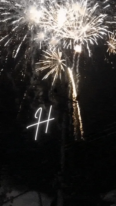 Three vertical panels show fireworks exploding against a dark night sky, each with the phrase 'Happy New Year' written in…
