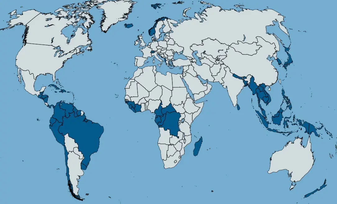a world map with countries shaded in dark blue, highlighting regions where english is spoken, while the rest of the world is…