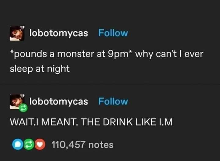 A screenshot of two Tumblr posts from the user 'lobotomycas' showing a humorous typo. The first post reads '*pounds a…