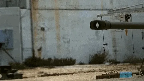 A six-panel image sequence shows a projectile being fired from a cannon, flying through the air, and then a person with a…