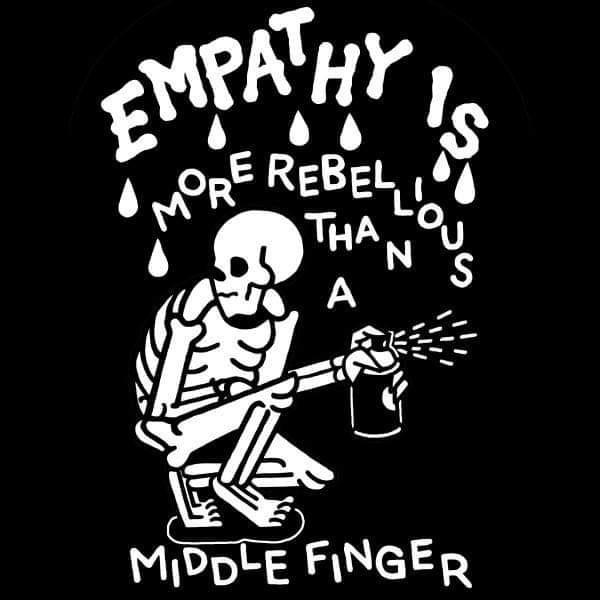 A black-and-white illustration shows a skeleton sitting cross-legged, holding a spray can and spraying paint. Above the…