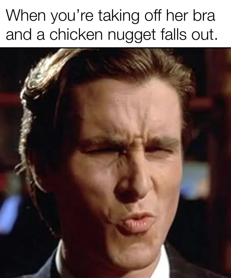 A close-up image of actor Christian Bale with a disgusted, wrinkled face, eyes squinted and lips pursed, conveying extreme…