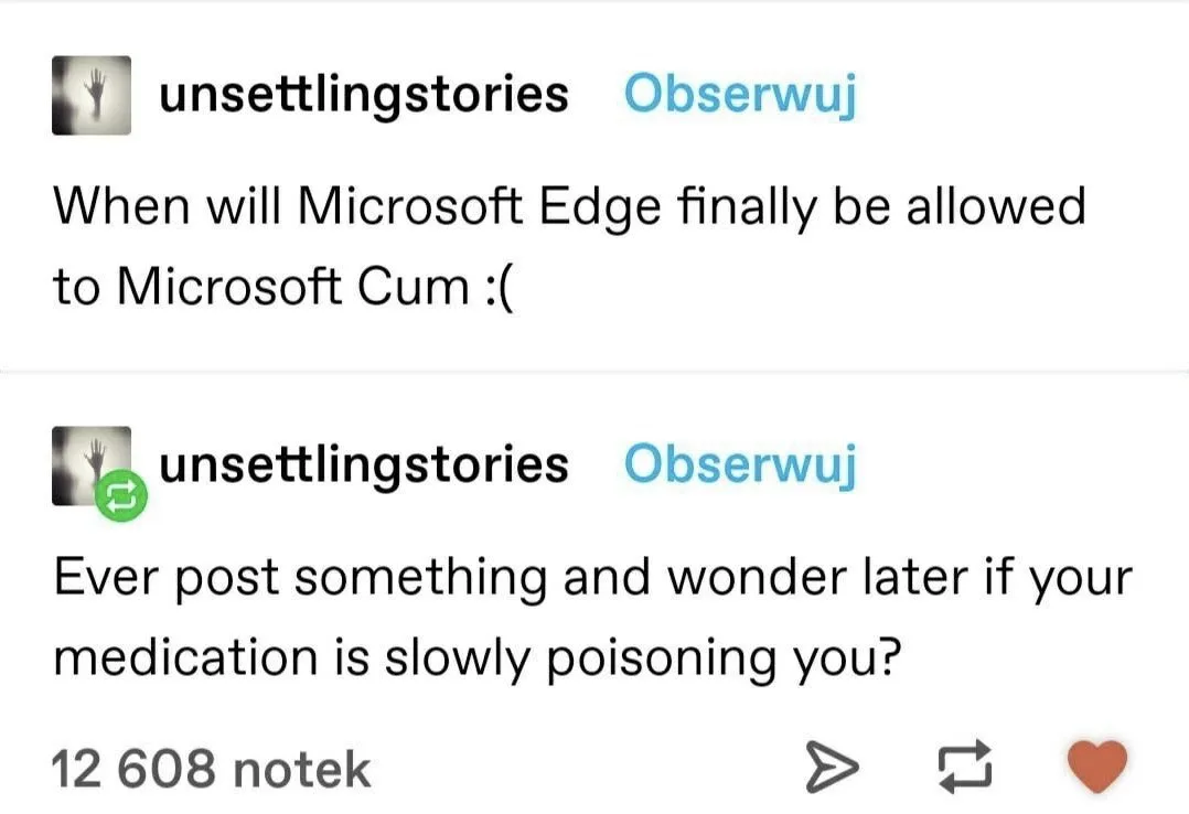 A screenshot of two posts from the 'unsettlingstories' account on a social media platform, both featuring the same profile…